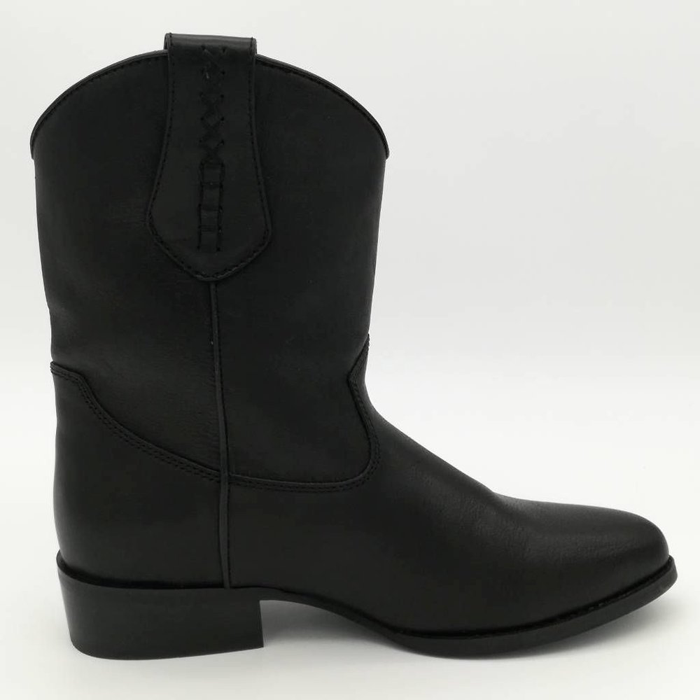 Dingo Men Lefty Western Cowboy Boots Black Leather Block Heel Pull On 8.5 - Picture 2 of 11
